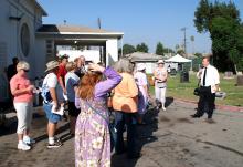 One group of tour goers assembly for their journey into history. One group of tour goers assembly for their journey into history.